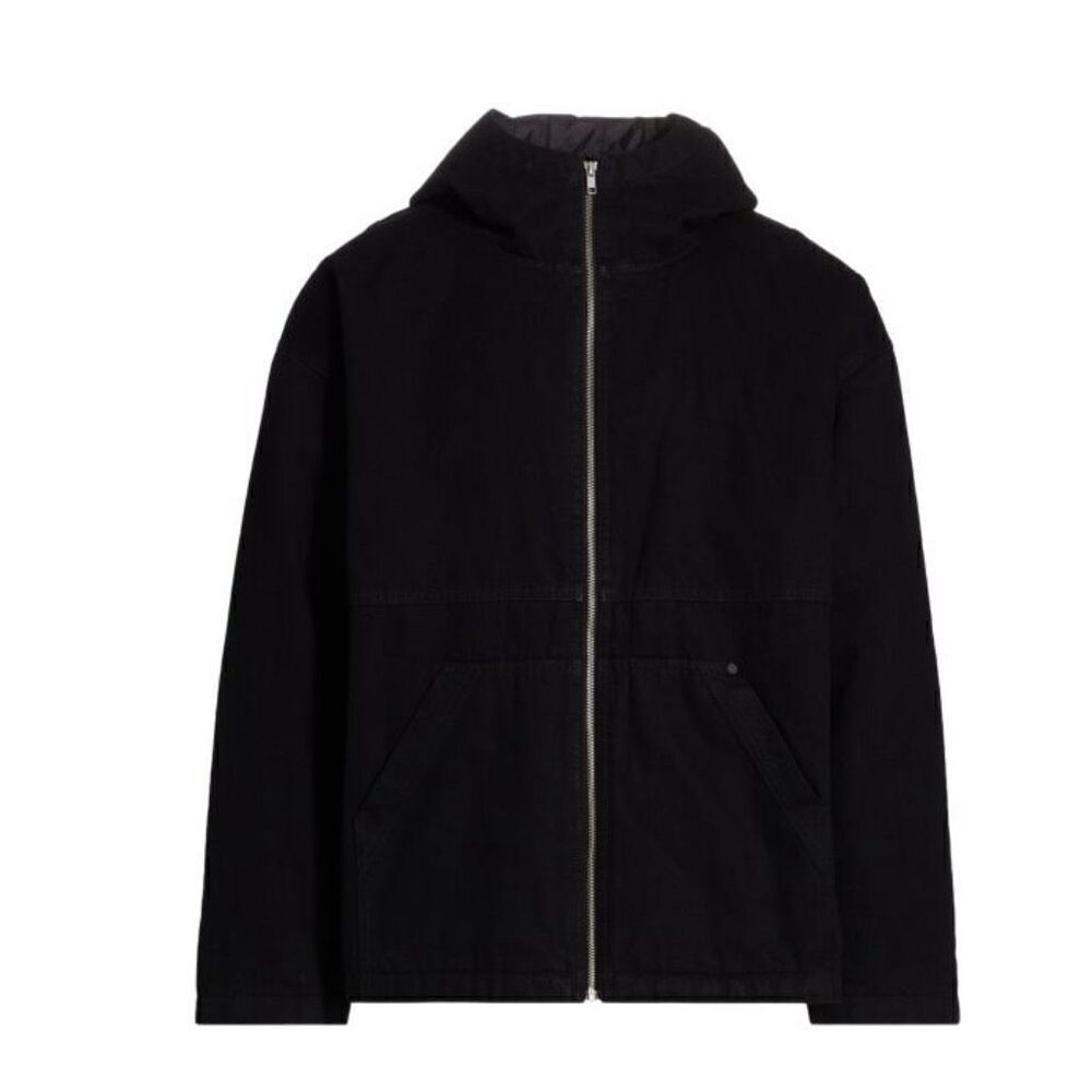 FRAME O-Hoodie Denim Jacket in Black NWT Size Large